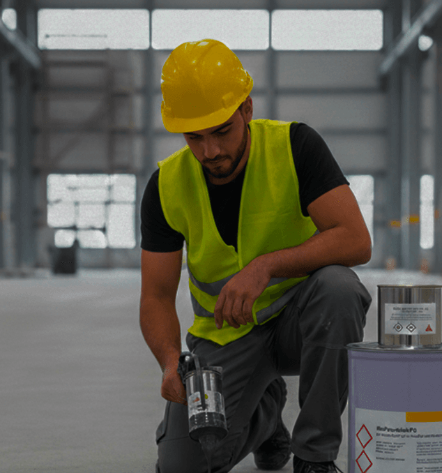 Silica engineer applying construction solutions on site